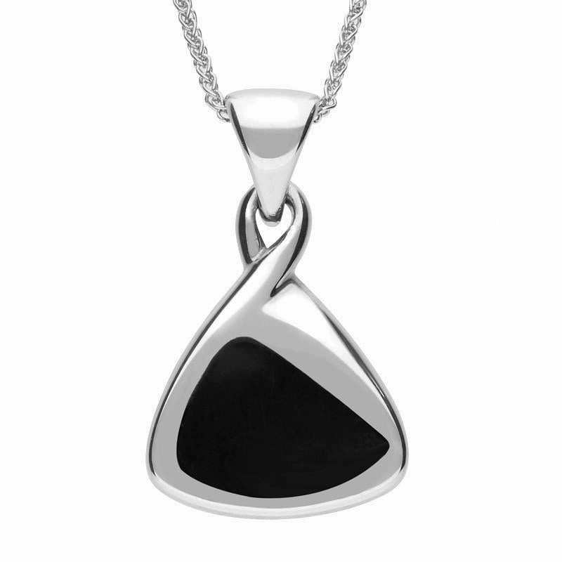 Sterling Silver Whitby Jet Freeform Triangle Necklace