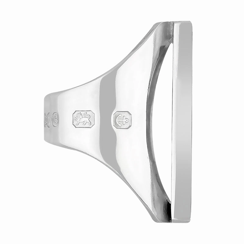 Sterling Silver Whitby Jet Hallmark Large Square Ring