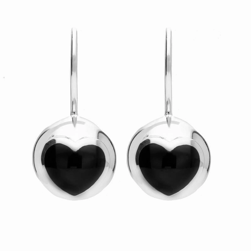 Sterling Silver Whitby Jet Heart Ball Two Piece Set