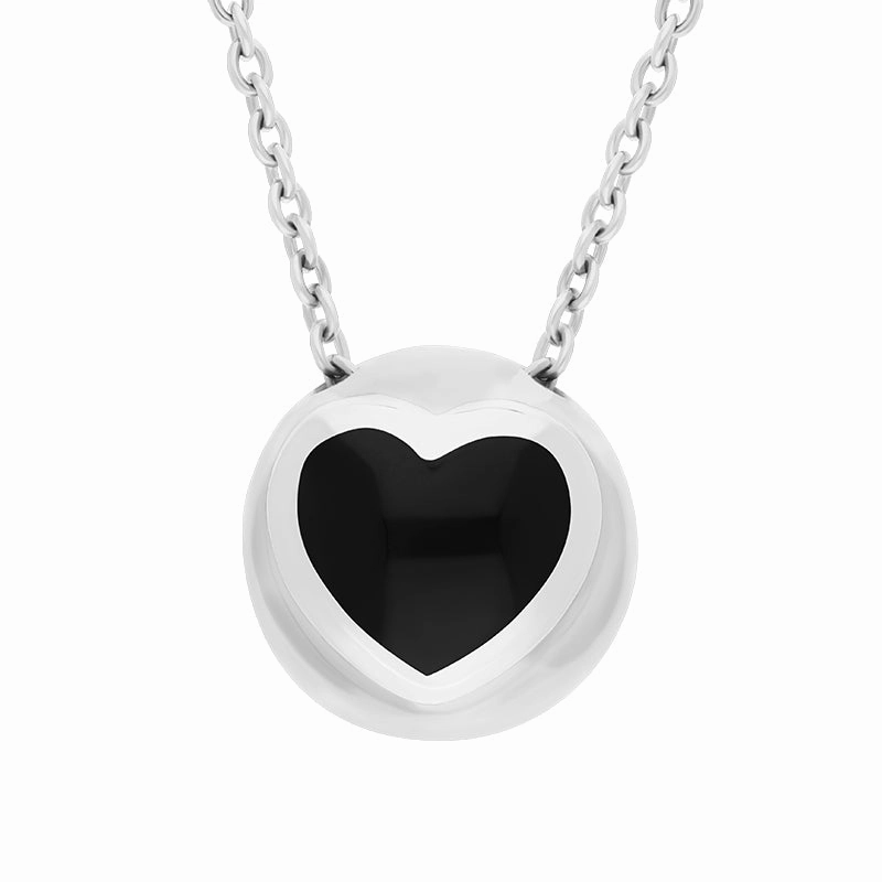 Sterling Silver Whitby Jet Heart Ball Two Piece Set