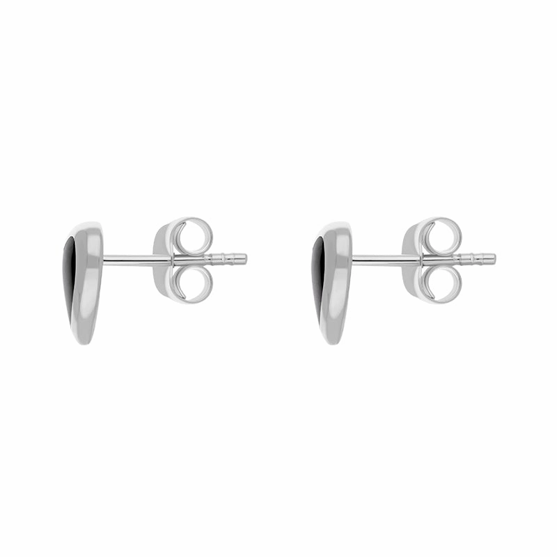 Sterling Silver Whitby Jet Heart Stud Earrings