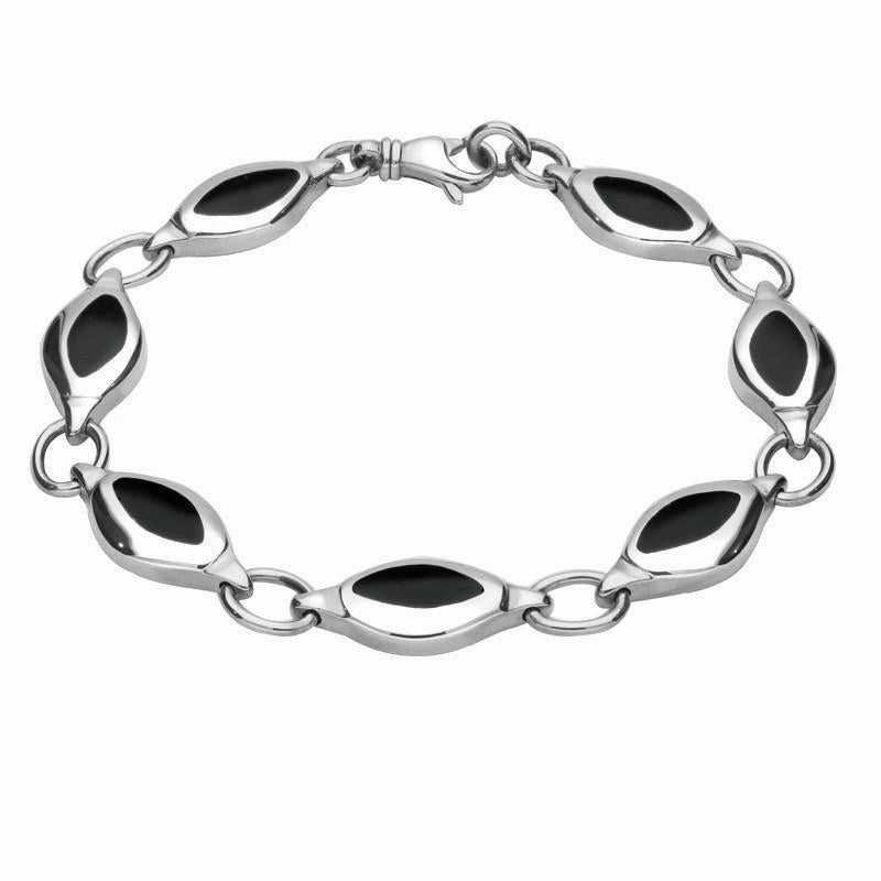 Sterling Silver Whitby Jet Heritage Freeform Bracelet D