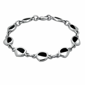 Sterling Silver Whitby Jet Heritage Freeform Pentagon Bracelet D
