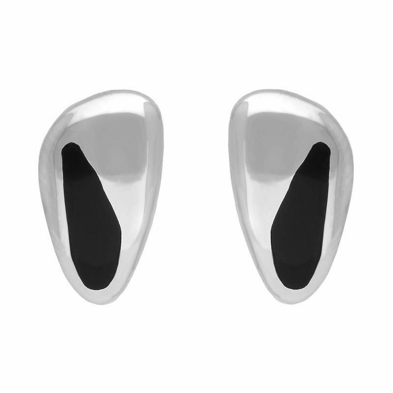 Sterling Silver Whitby Jet Heritage Freeform Stud Earrings
