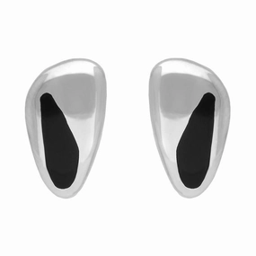 Sterling Silver Whitby Jet Heritage Freeform Stud Earrings