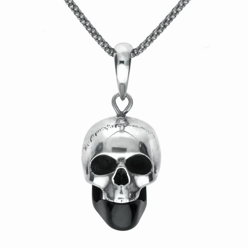 Sterling Silver Whitby Jet Jaw Skull Necklace D