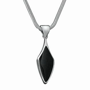 Sterling Silver Whitby Jet Kite Shaped Necklace