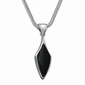 Sterling Silver Whitby Jet Kite Shaped Necklace