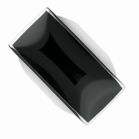 Sterling Silver Whitby Jet Large Oblong Ring