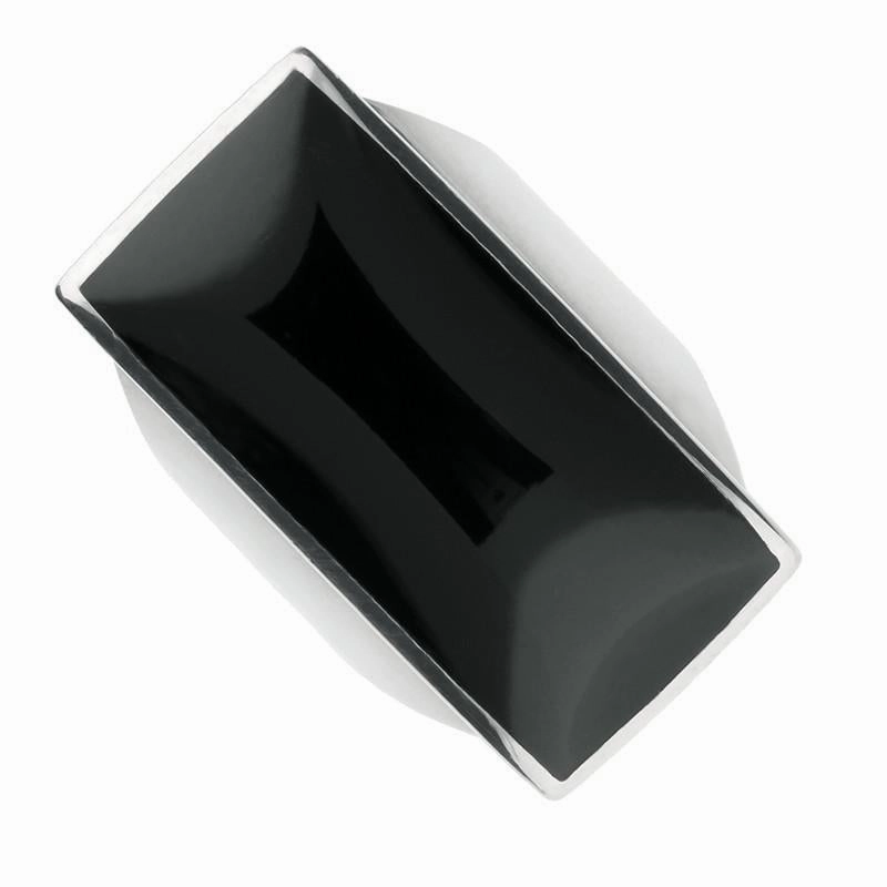 Sterling Silver Whitby Jet Large Oblong Ring