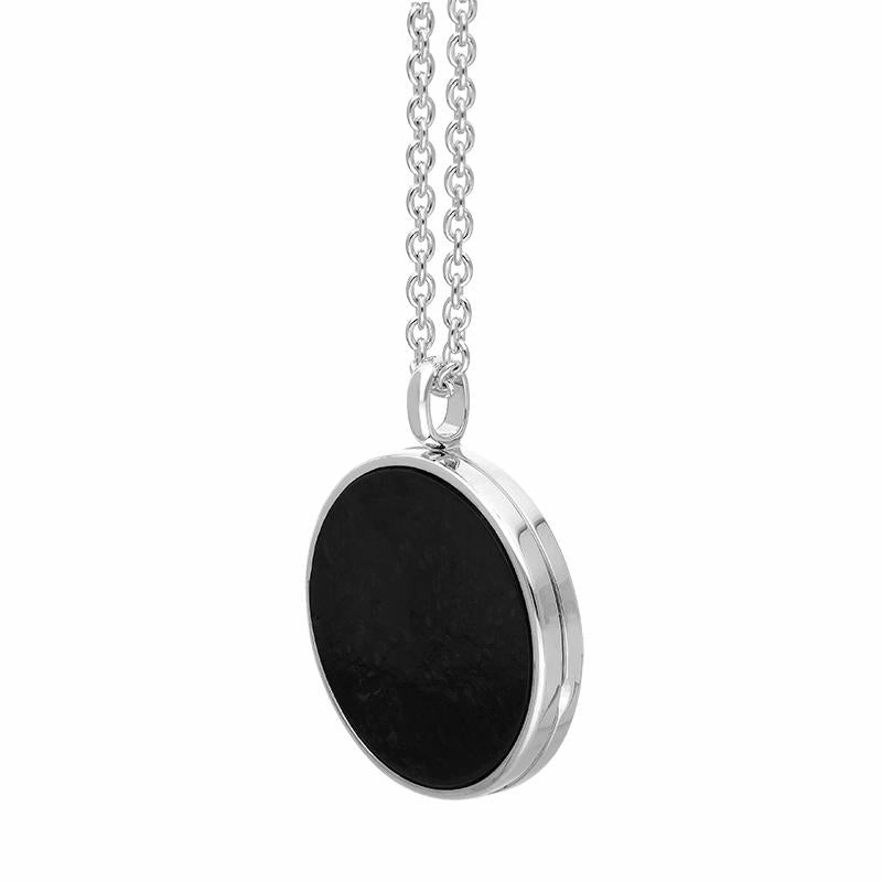 Sterling Silver Whitby Jet Large Round Locket