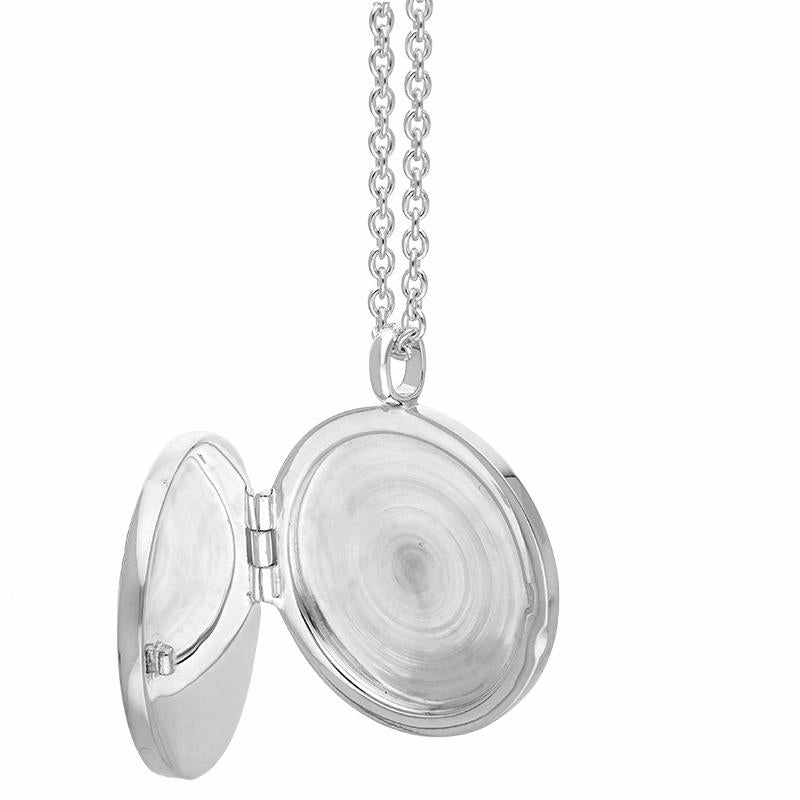 Sterling Silver Whitby Jet Large Round Locket