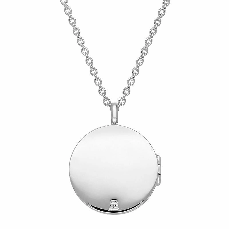Sterling Silver Whitby Jet Large Round Locket