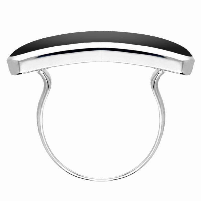 Sterling Silver Whitby Jet Lineaire Long Oval Ring