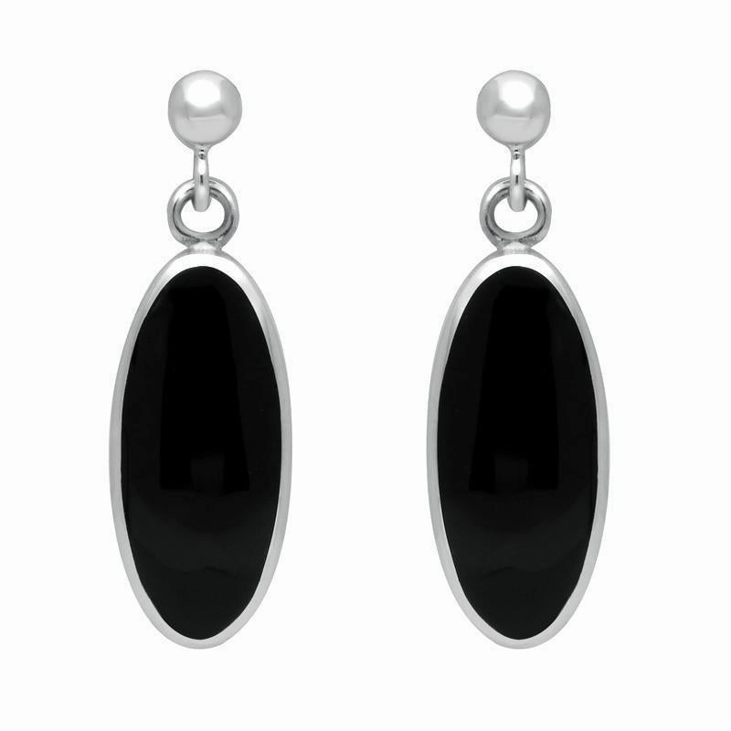 Sterling Silver Whitby Jet Long Oval Four Piece Set