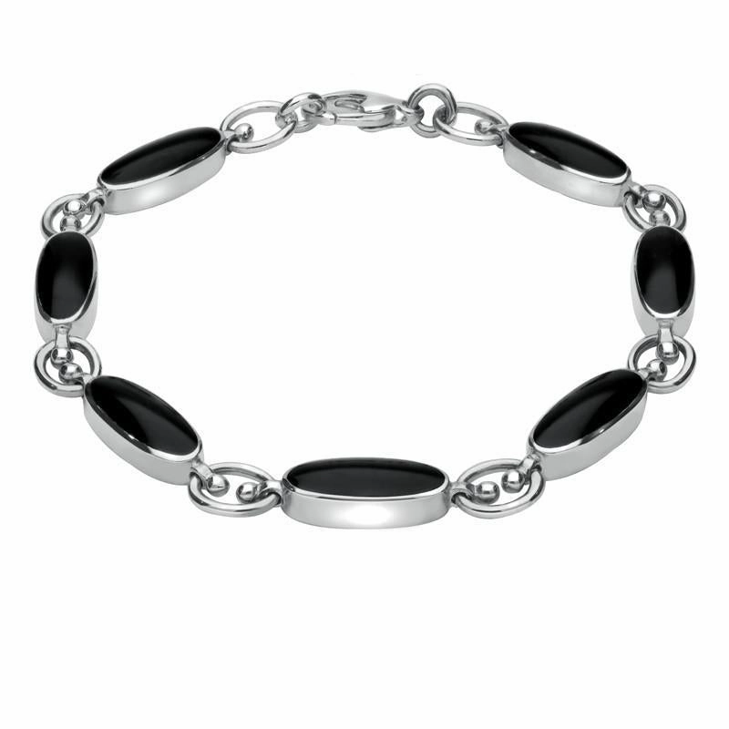 Sterling Silver Whitby Jet Long Oval Four Piece Set