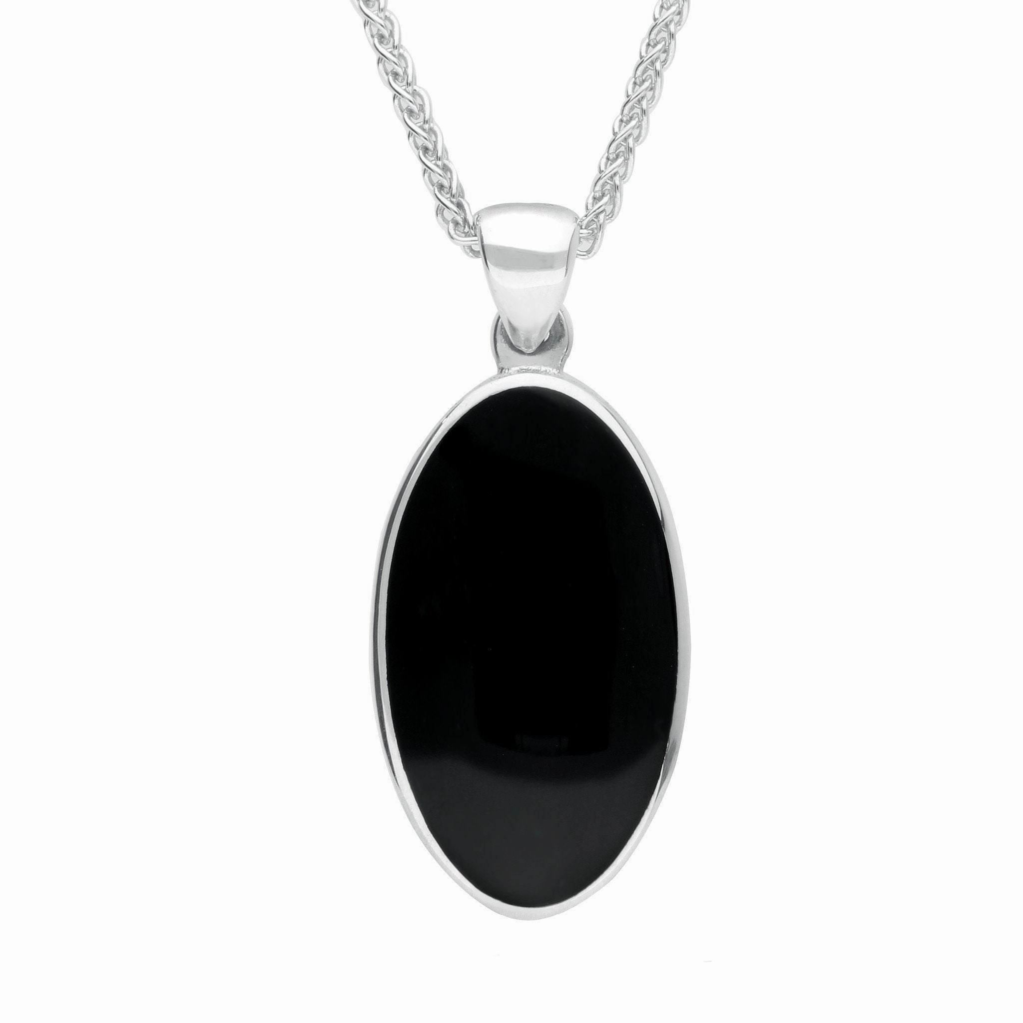 Sterling Silver Whitby Jet Long Oval Four Piece Set