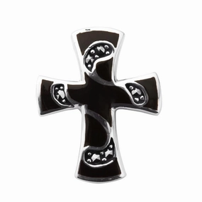 Sterling Silver Whitby Jet Marcasite Small Cross Necklace D