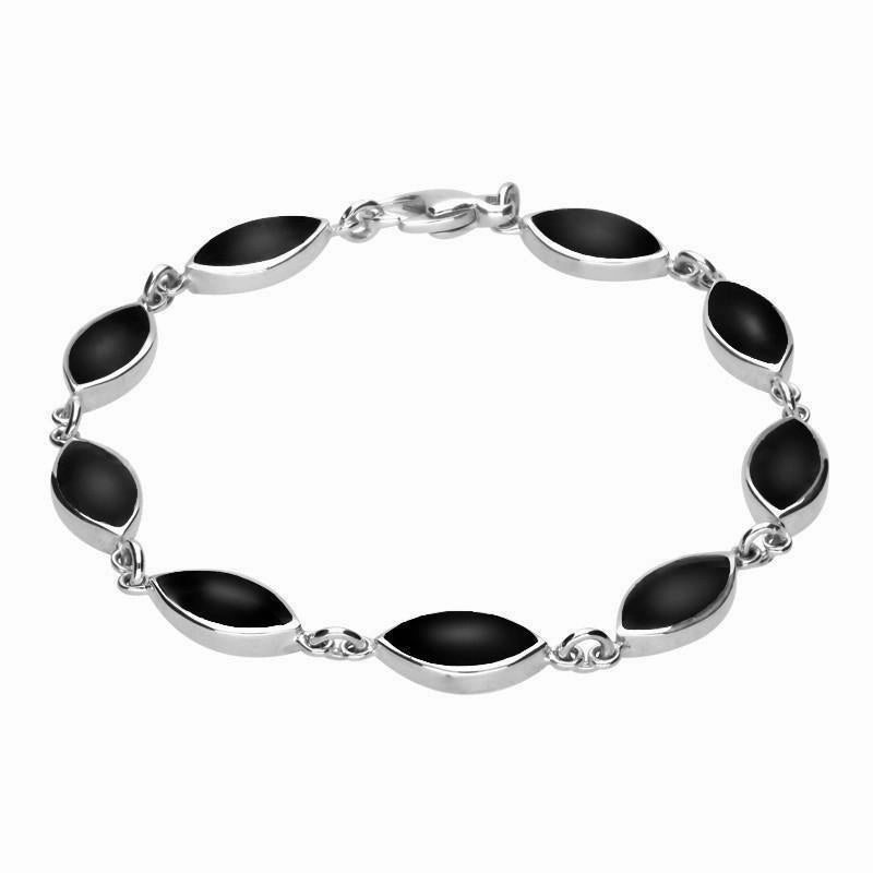 Sterling Silver Whitby Jet Marquise Four Piece Set