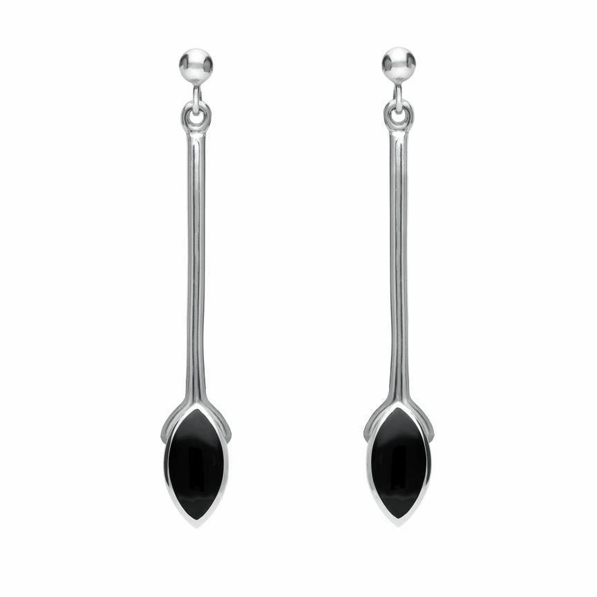 Sterling Silver Whitby Jet Marquise Four Piece Set