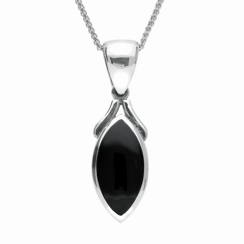 Sterling Silver Whitby Jet Marquise Four Piece Set