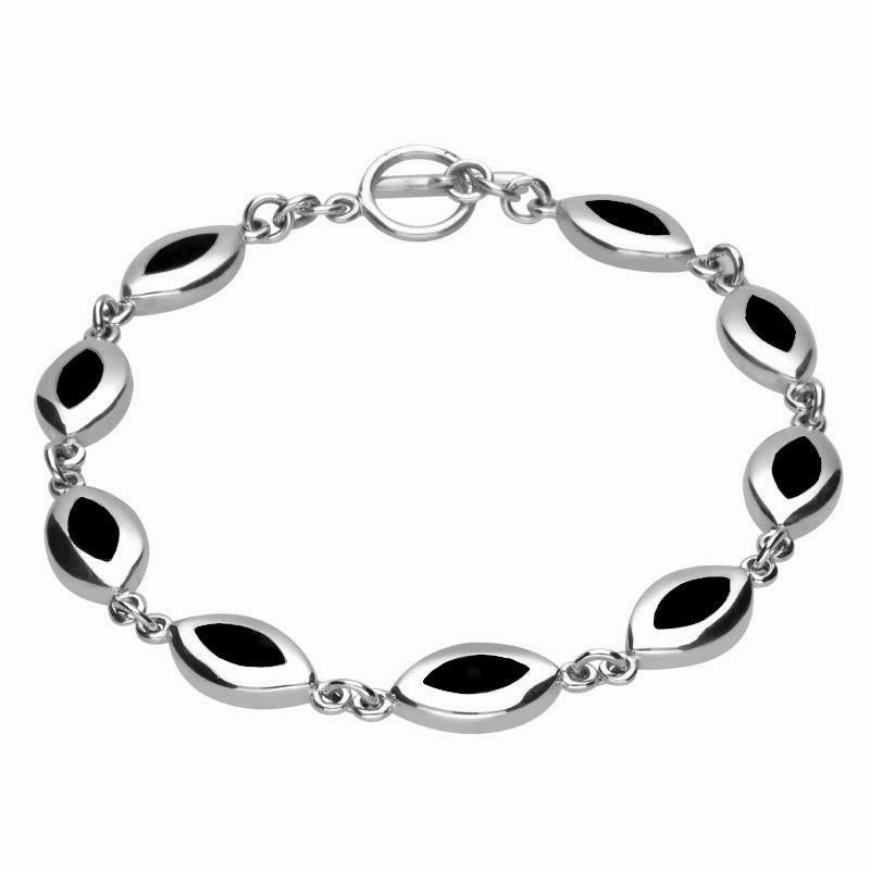 Sterling Silver Whitby Jet Marquise Four Piece Set