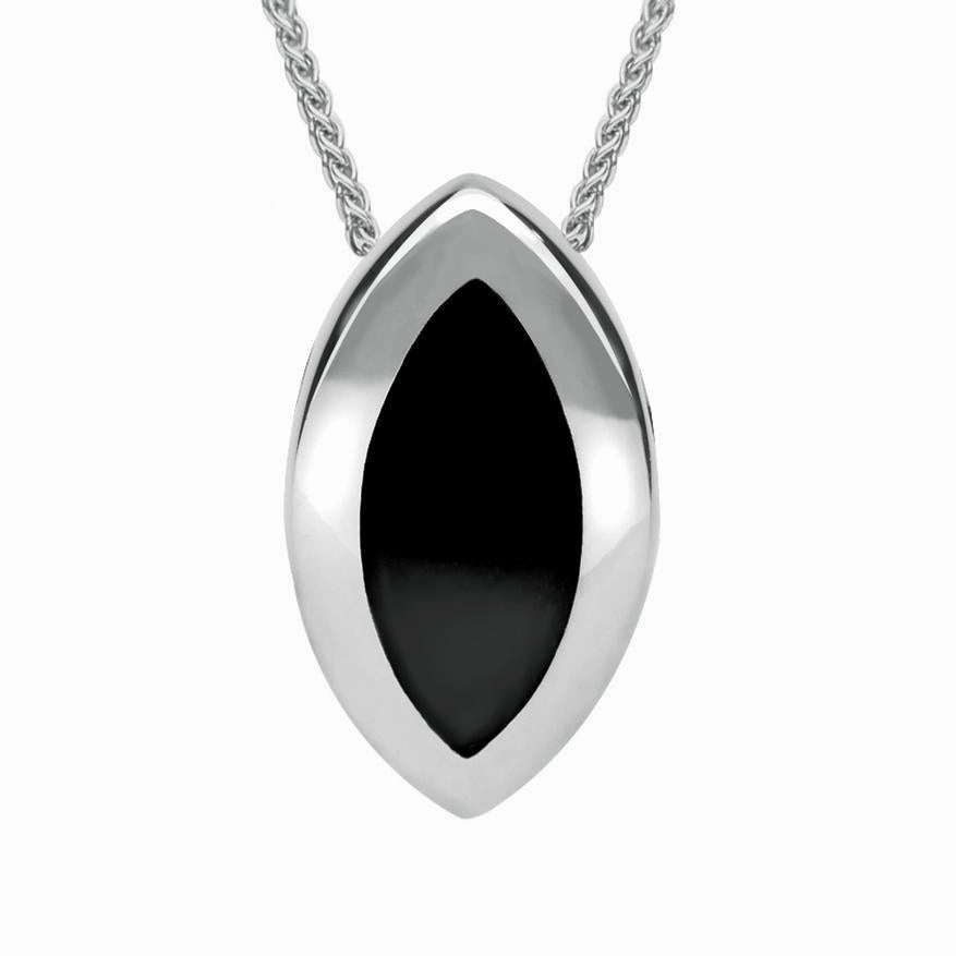 Sterling Silver Whitby Jet Marquise Four Piece Set