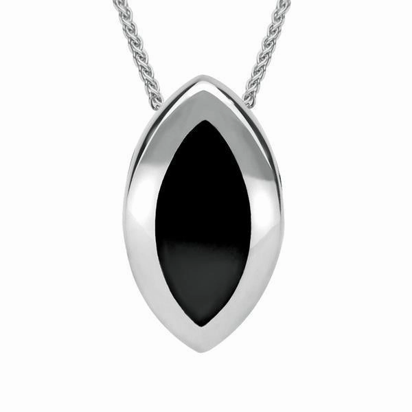 Sterling Silver Whitby Jet Marquise Two Piece Set