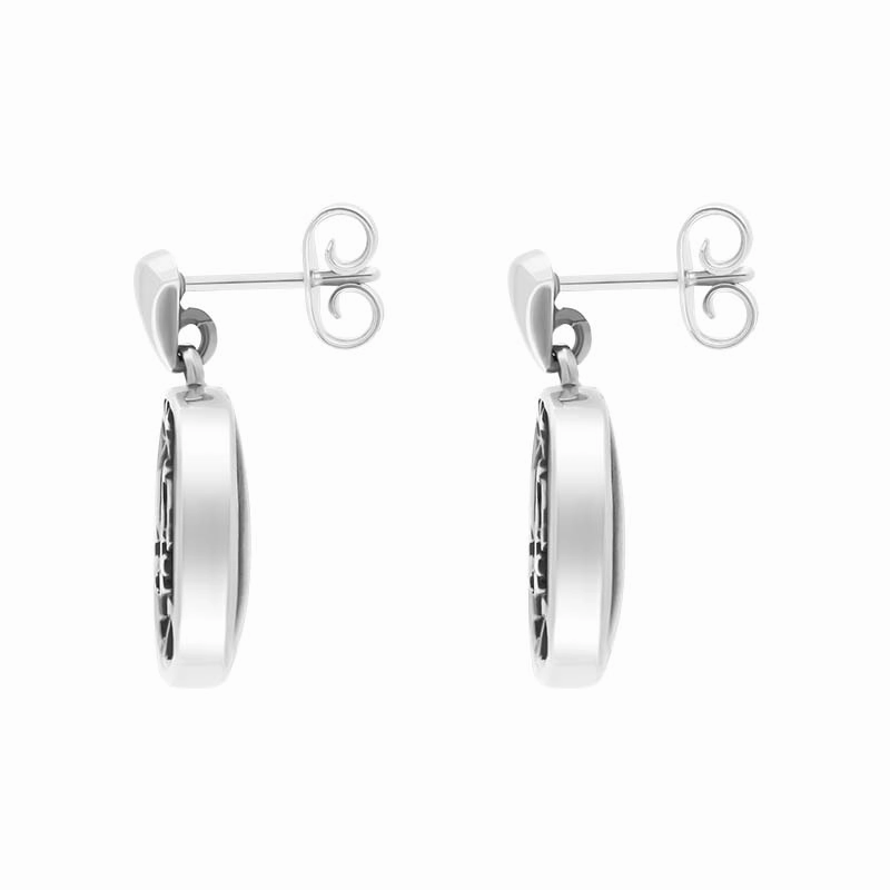 Sterling Silver Whitby Jet Mary Modena Drop Earrings