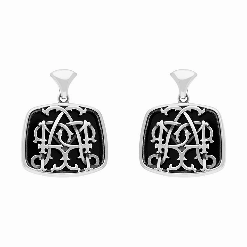 Sterling Silver Whitby Jet Mary Modena Drop Earrings