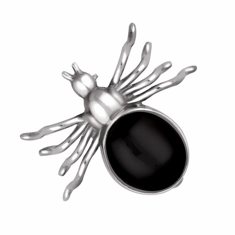 Sterling Silver Whitby Jet Medium Spider Brooch