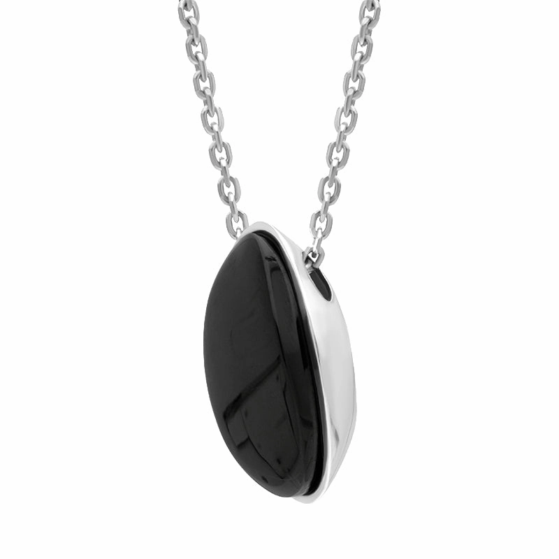 Sterling Silver Whitby Jet Monika Small Oval Necklace D
