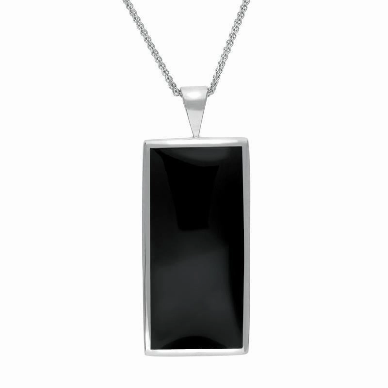 Sterling Silver Whitby Jet Oblong Large Necklace