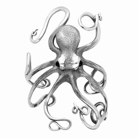 Sterling Silver Whitby Jet Octopus Bangle