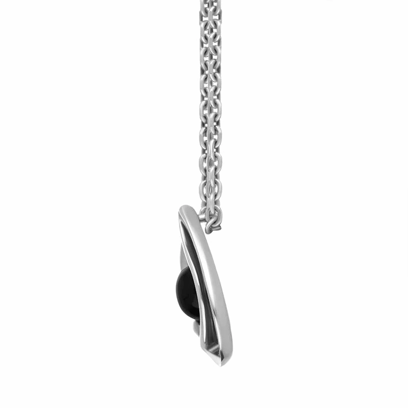 Sterling Silver Whitby Jet Open Sided Teardrop Pendant
