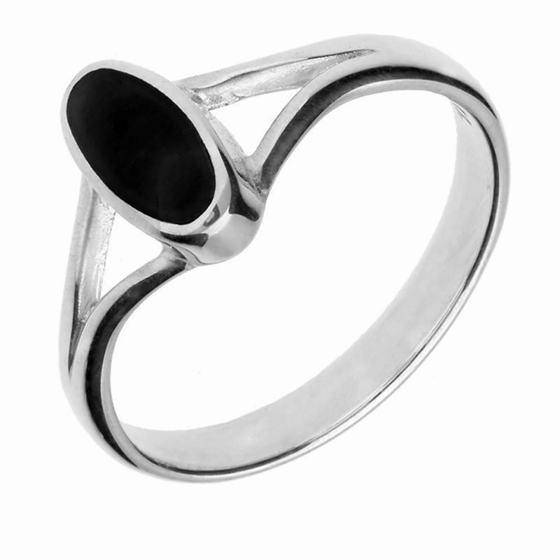 Sterling Silver Whitby Jet Oval Four Piece Set