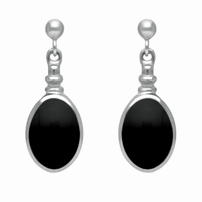 Sterling Silver Whitby Jet Oval Four Piece Set