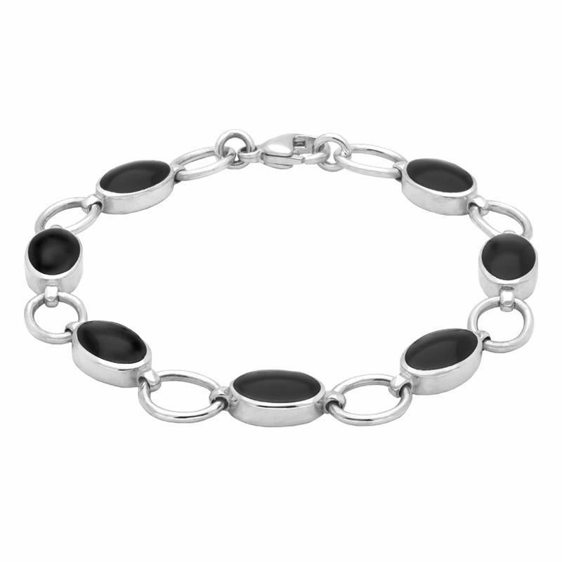 Sterling Silver Whitby Jet Oval Four Piece Set