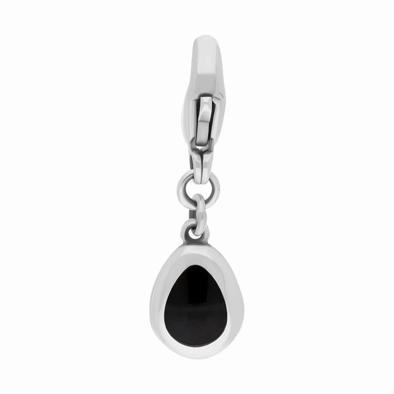Sterling Silver Whitby Jet Pear Shaped Cross Clip Charm