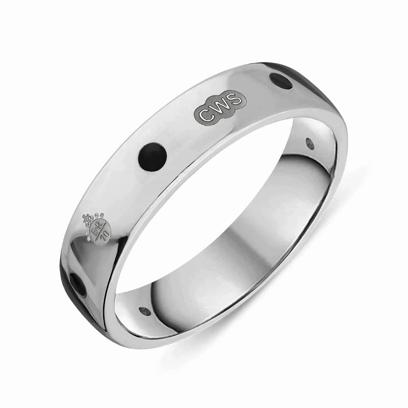 Sterling Silver Whitby Jet Queen's Jubilee Hallmark 5mm Ring D