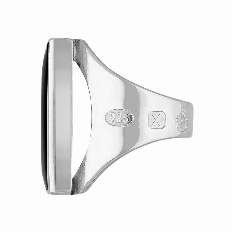 Sterling Silver Whitby Jet Queen's Jubilee Hallmark Medium Square Ring D