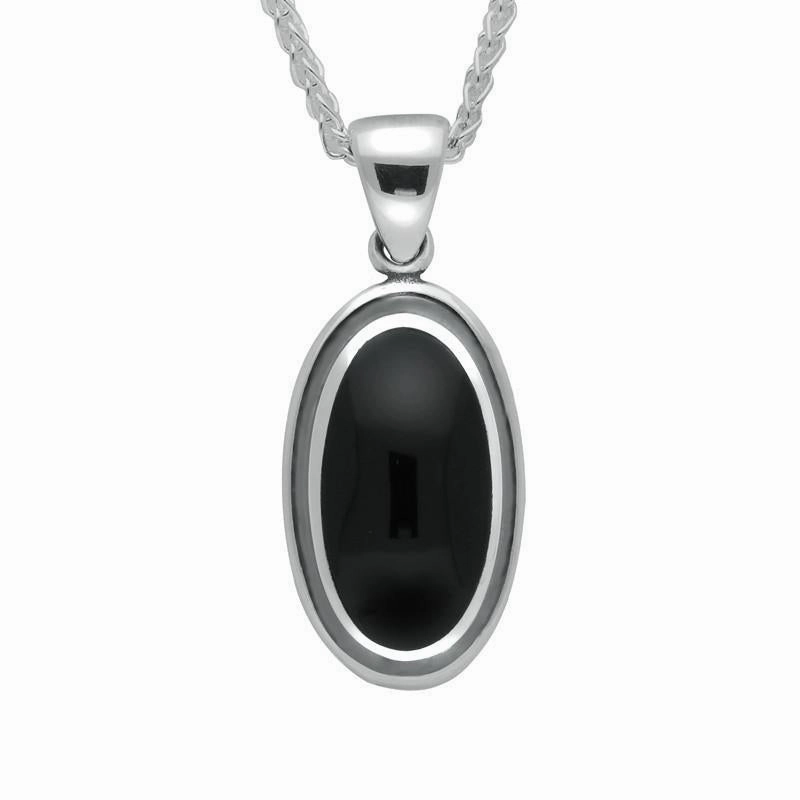 Sterling Silver Whitby Jet Ribbed Oval Four Piece Set