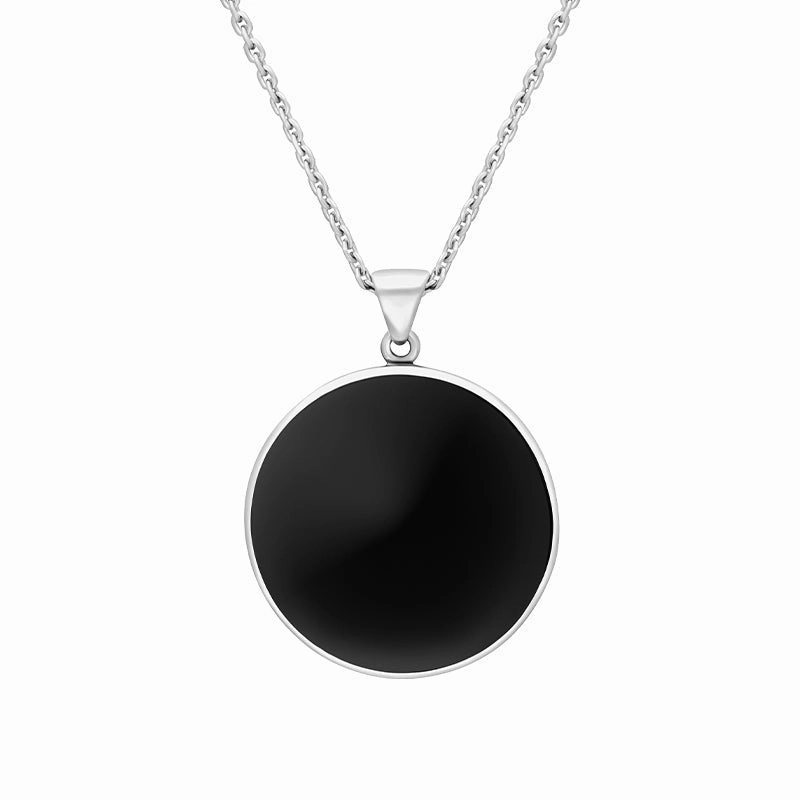 Sterling Silver Whitby Jet Round Sheep Pendant