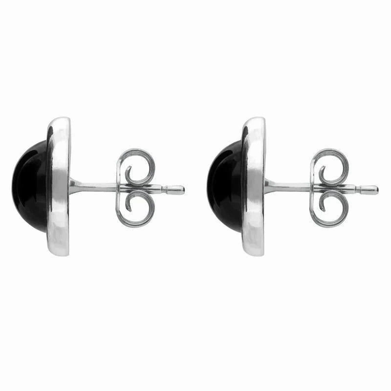 Sterling Silver Whitby Jet Round Stud Earrings