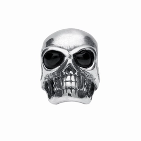 Sterling Silver Whitby Jet Skull Charm
