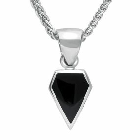 Sterling Silver Whitby Jet Small Kite Necklace