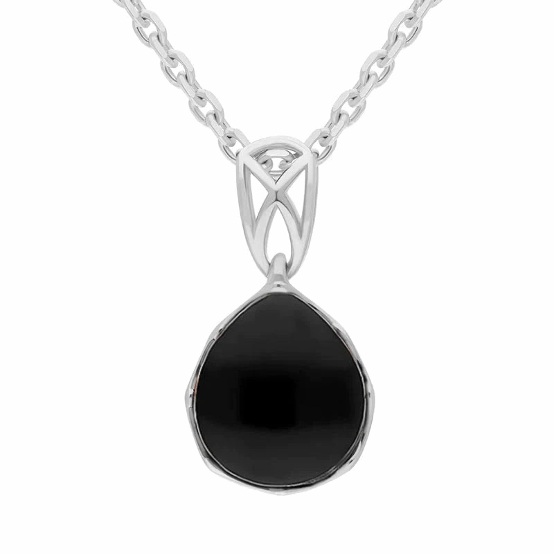 Sterling Silver Whitby Jet Small Pear Pendant