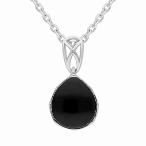 Sterling Silver Whitby Jet Small Pear Pendant
