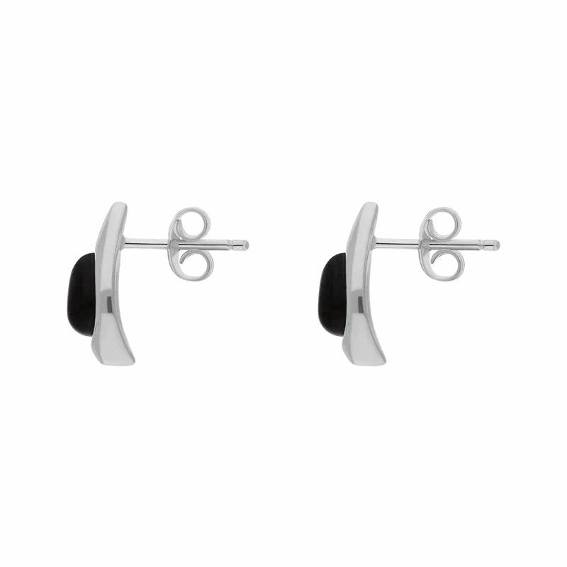 Sterling Silver Whitby Jet Small Teardrop Stud Earrings