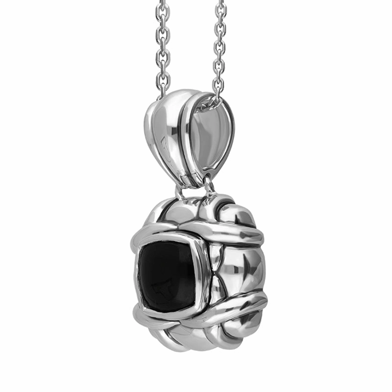 Sterling Silver Whitby Jet Square Weave Necklace D